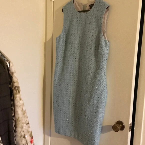 St. John Collection Light Blue Tweed Mini Dress